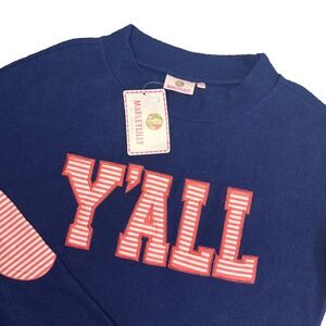 NEW Marley Lilly Y'ALL Terry Sweatshirt Long Sleeve Patchwork Pullover Sz L/XL‎